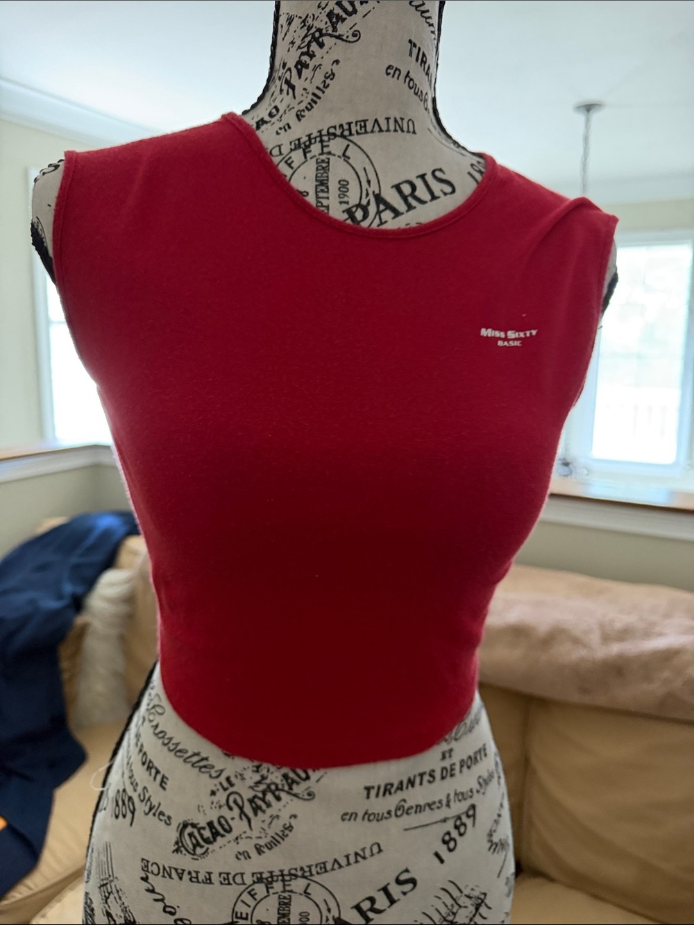 Miss Sixty Red Fitted Sleeveless Crop Top